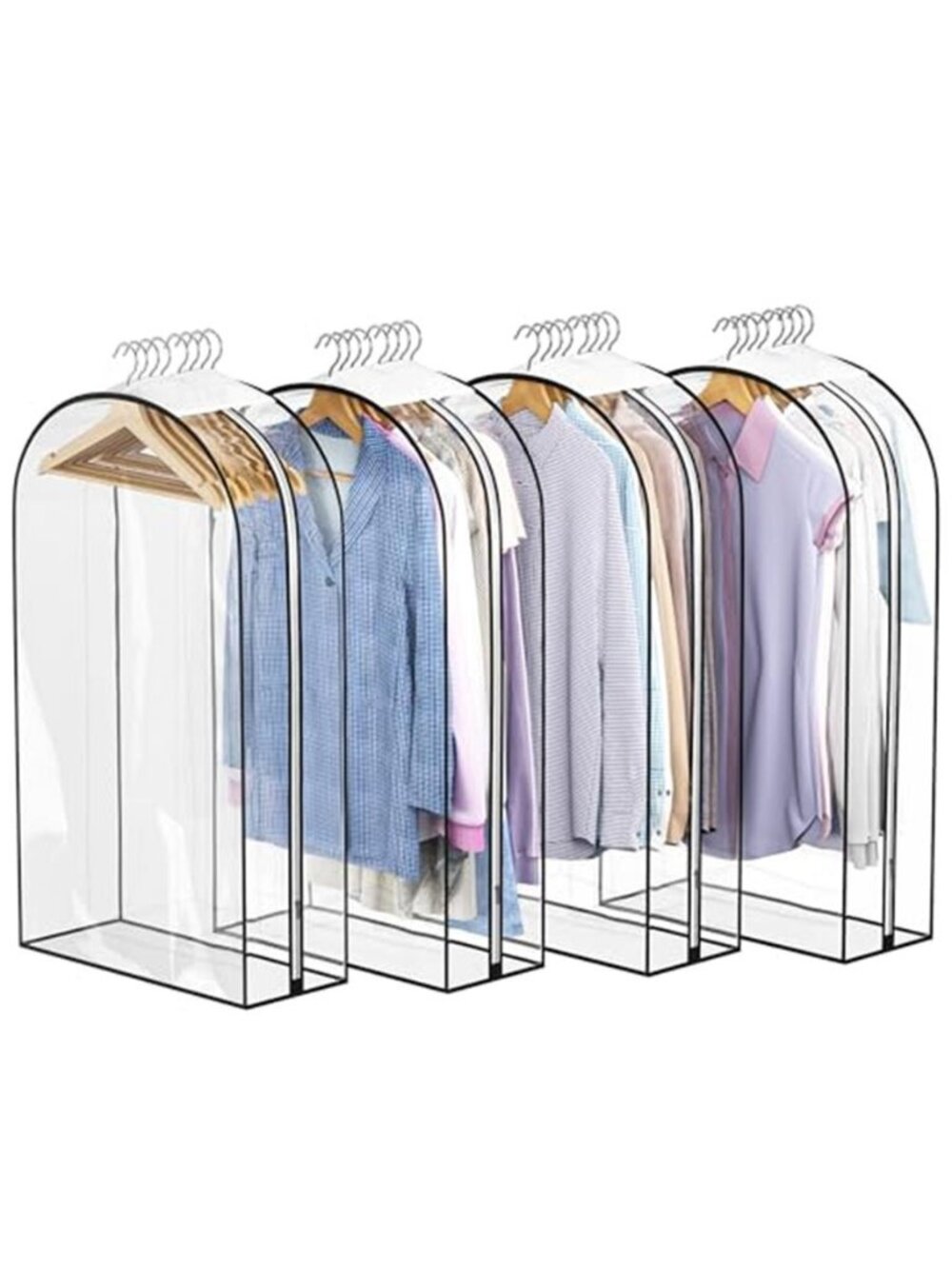 Clear Garment Bags Hanging Suit Coat Storage Closet Dust Cover 40 Inch 4 Pack